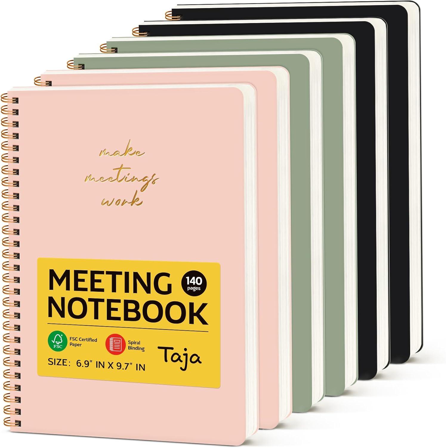 image:imageTaja Meeting Notebook for Work Organization Work notebook with action items Meeting Minutes Planner Notebook Perfect Office Supplies for Men amp Women Green6 Pack