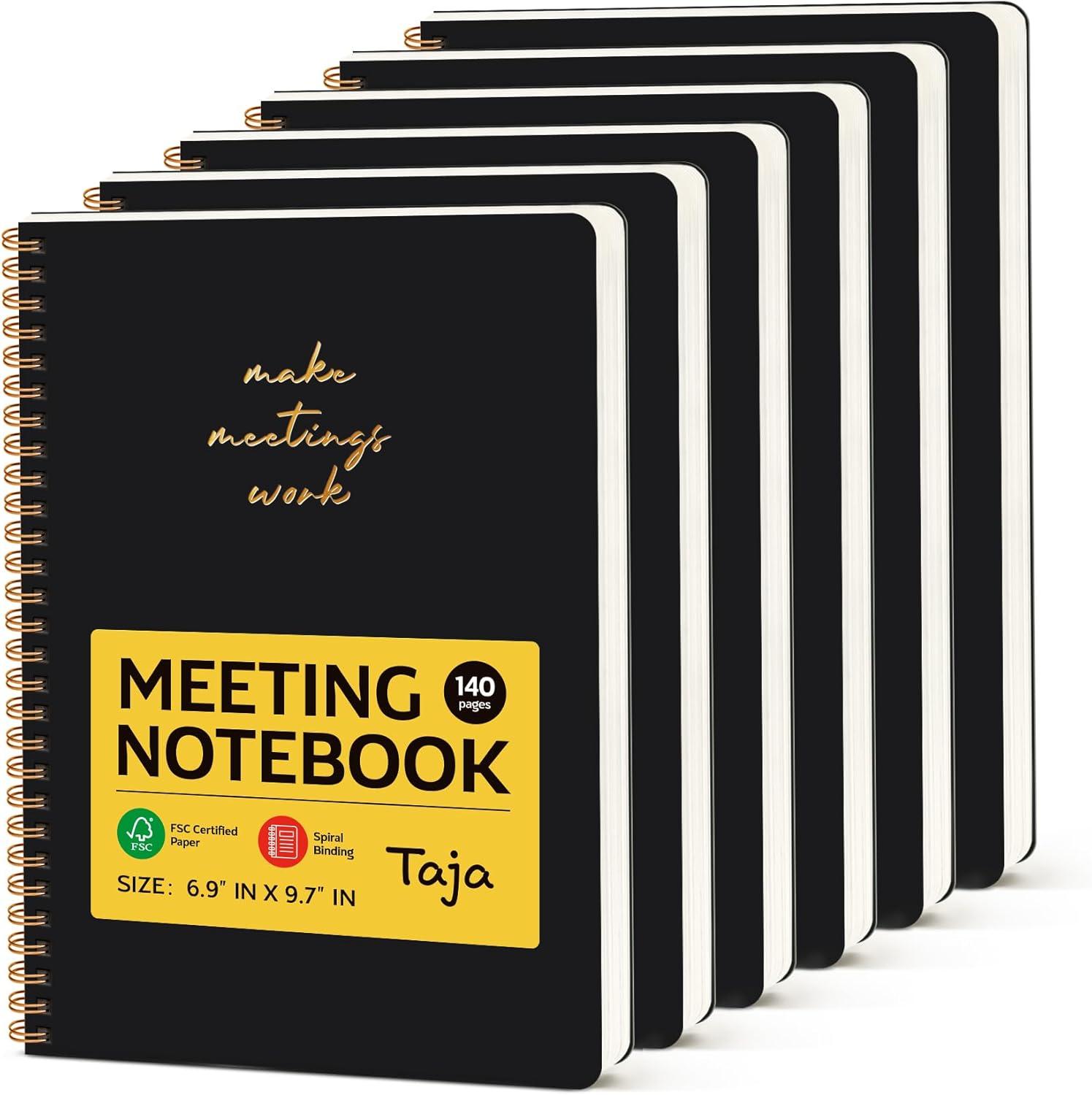 image:imageTaja Meeting Notebook for Work Organization Work notebook with action items Meeting Minutes Planner Notebook Perfect Office Supplies for Men amp Women Green6 Pack