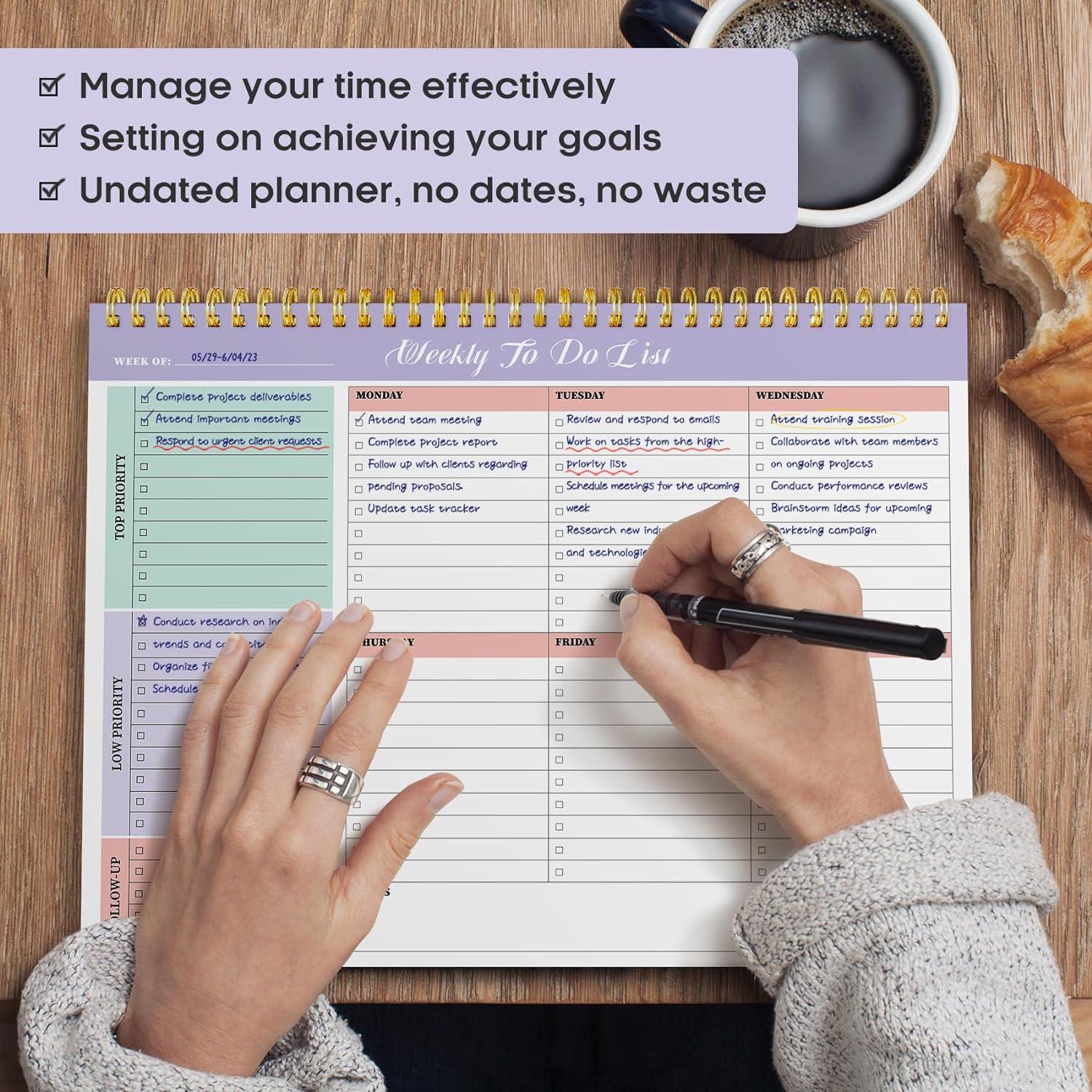 image:imageTaja Weekly To Do List Notepad with 52 Undated Sheets8511 Weekly Desk Planner for Women amp Man Work and Home 1 Pack Violet DreamaViolet Dream
