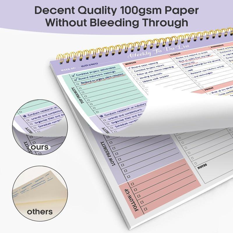 image:imageTaja Weekly To Do List Notepad with 52 Undated Sheets8511 Weekly Desk Planner for Women amp Man Work and Home 1 Pack Violet DreamaViolet Dream