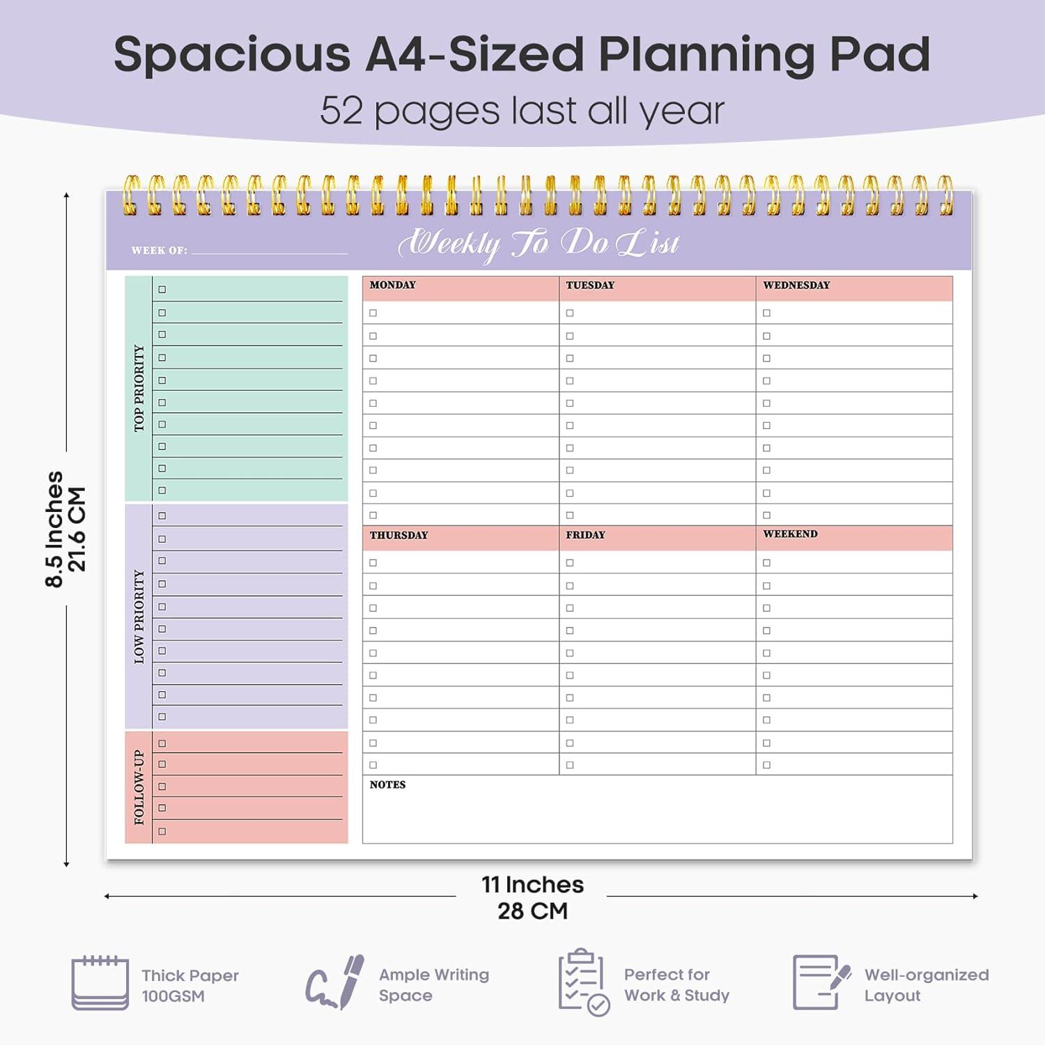 image:imageTaja Weekly To Do List Notepad with 52 Undated Sheets8511 Weekly Desk Planner for Women amp Man Work and Home 1 Pack Violet DreamaViolet Dream