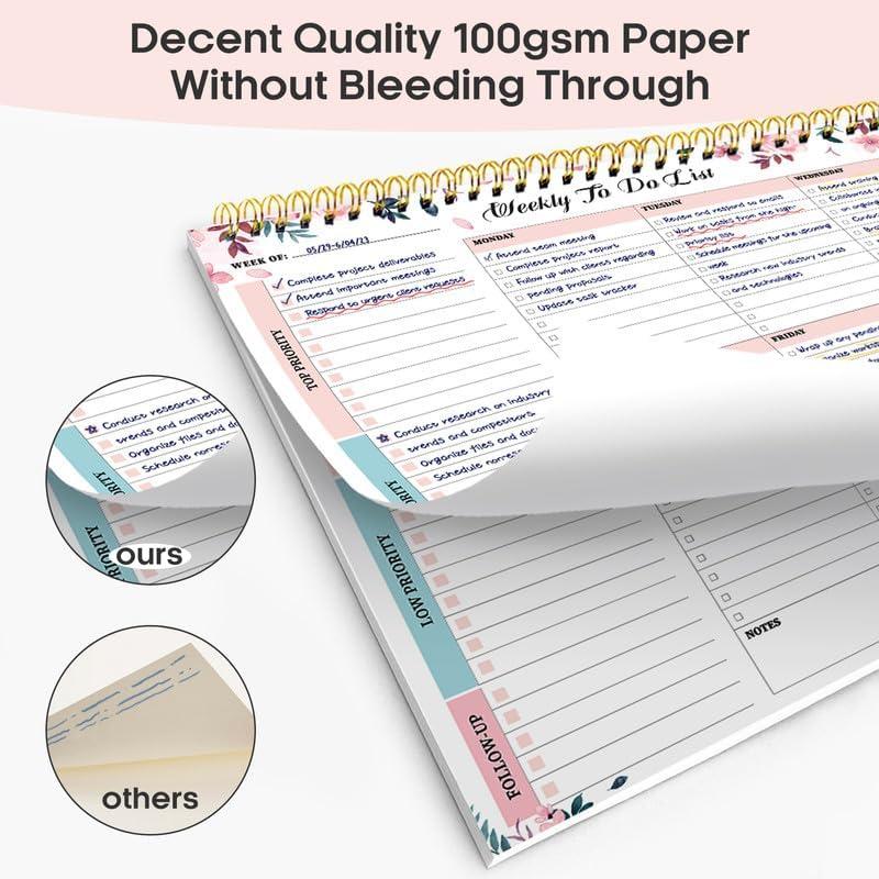 image:imageTaja Weekly To Do List Notepad with 52 Undated Sheets8511 Weekly Desk Planner for Women amp Man Work and Home 1 Pack Violet DreambWhispering PetalL