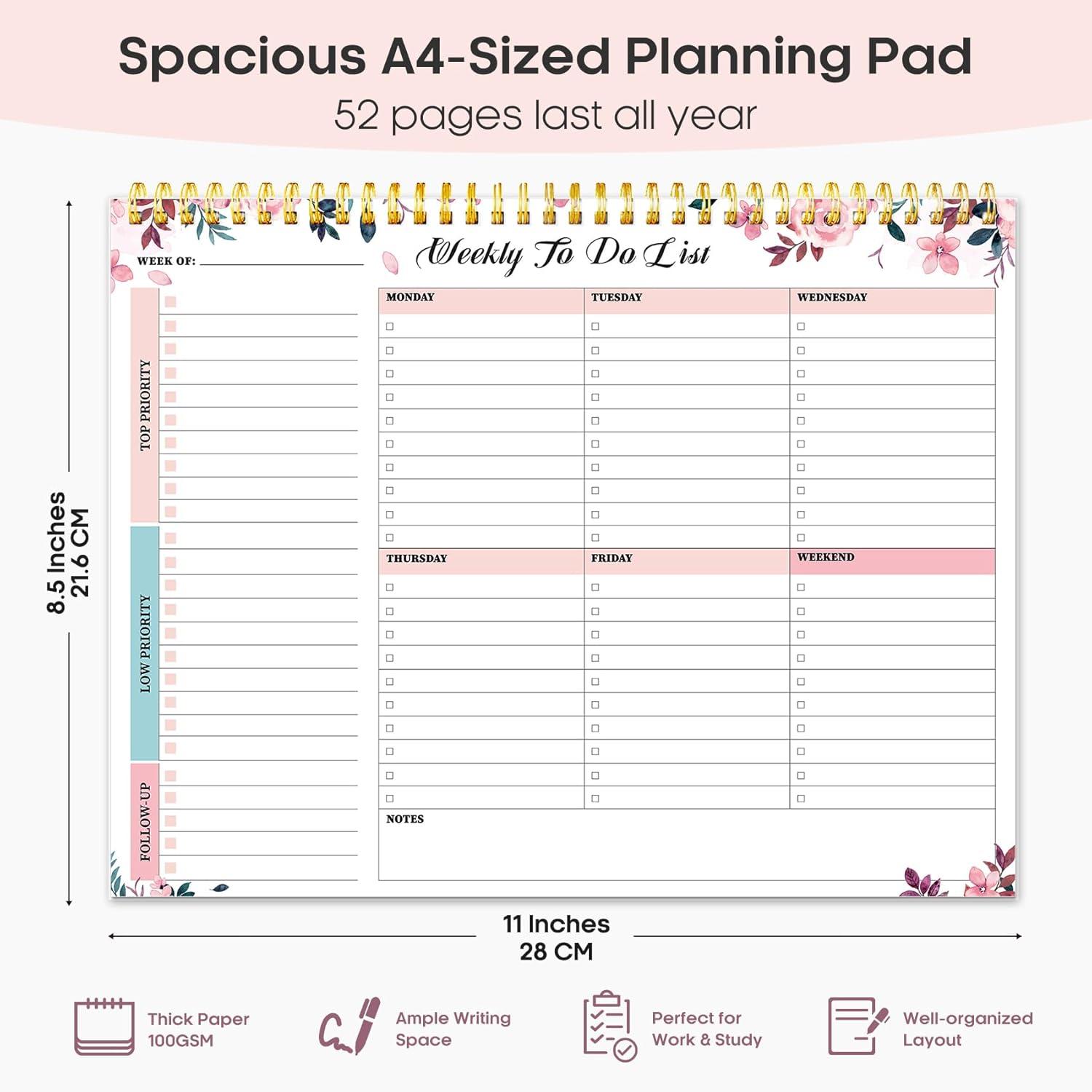 image:imageTaja Weekly To Do List Notepad with 52 Undated Sheets8511 Weekly Desk Planner for Women amp Man Work and Home 1 Pack Violet DreambWhispering PetalL