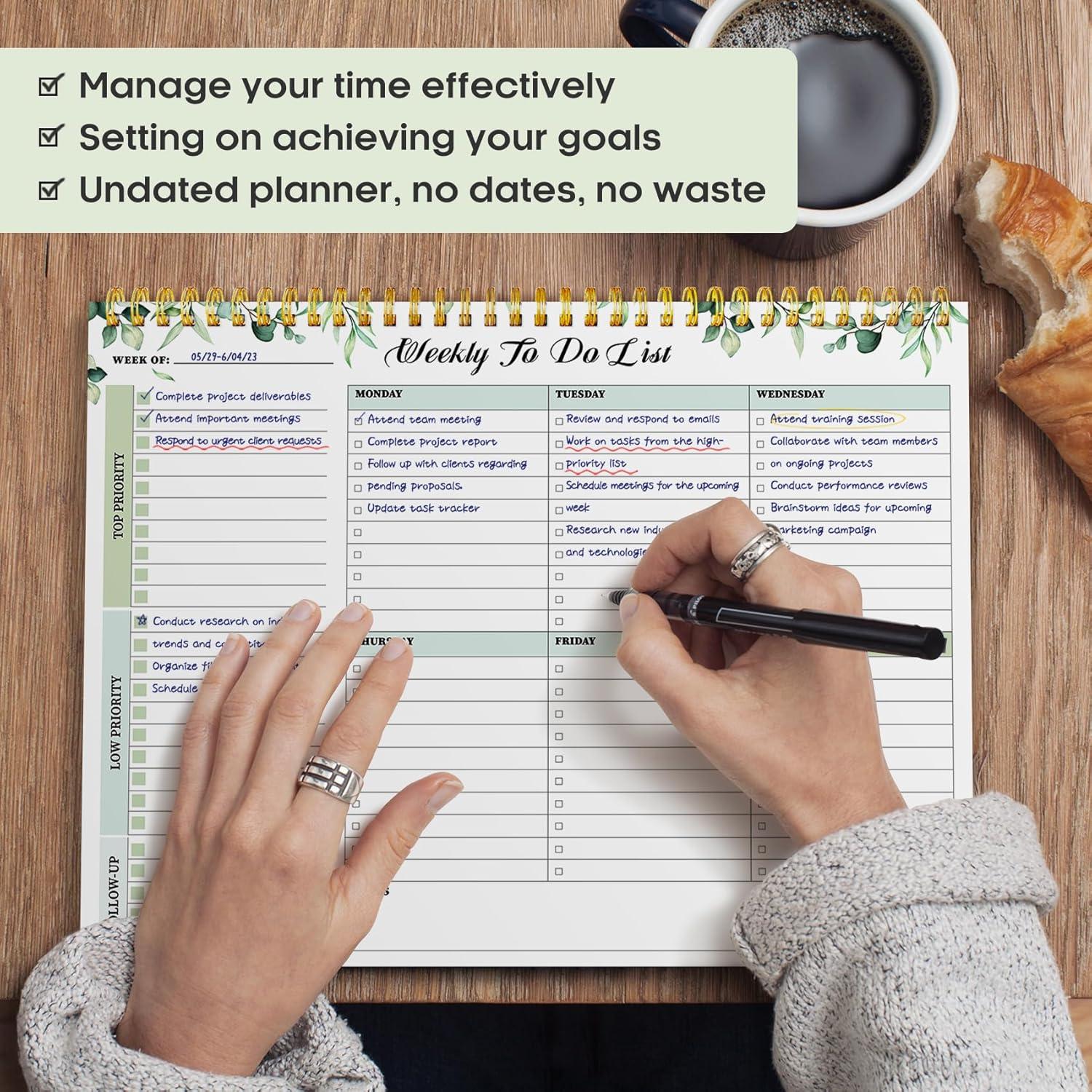 image:imageTaja Weekly To Do List Notepad with 52 Undated Sheets8511 Weekly Desk Planner for Women amp Man Work and Home 1 Pack Violet DreamcSerene GreenL