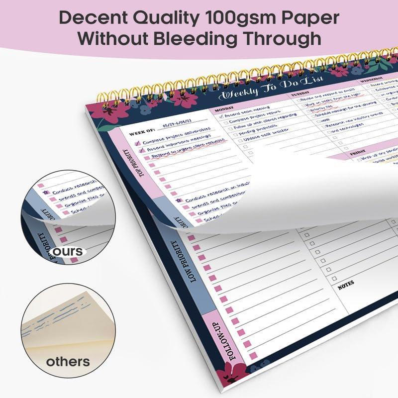 image:imageTaja Weekly To Do List Notepad with 52 Undated Sheets8511 Weekly Desk Planner for Women amp Man Work and Home 1 Pack Violet DreamdTwilight Petals