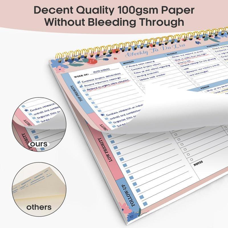 image:imageTaja Weekly To Do List Notepad with 52 Undated Sheets8511 Weekly Desk Planner for Women amp Man Work and Home 1 Pack Violet DreameSpring Blossom