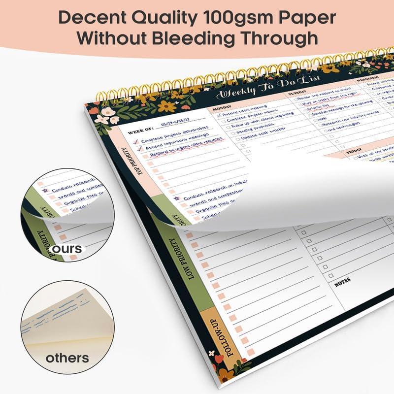 image:imageTaja Weekly To Do List Notepad with 52 Undated Sheets8511 Weekly Desk Planner for Women amp Man Work and Home 1 Pack Violet DreamfRustic Floral