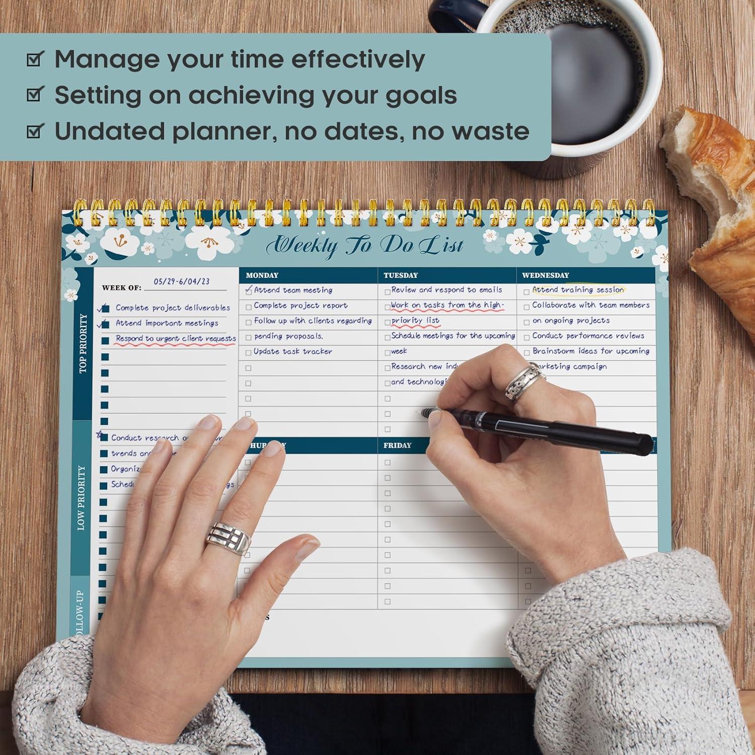 image:imageTaja Weekly To Do List Notepad with 52 Undated Sheets8511 Weekly Desk Planner for Women amp Man Work and Home 1 Pack Violet DreamgBlue Breeze