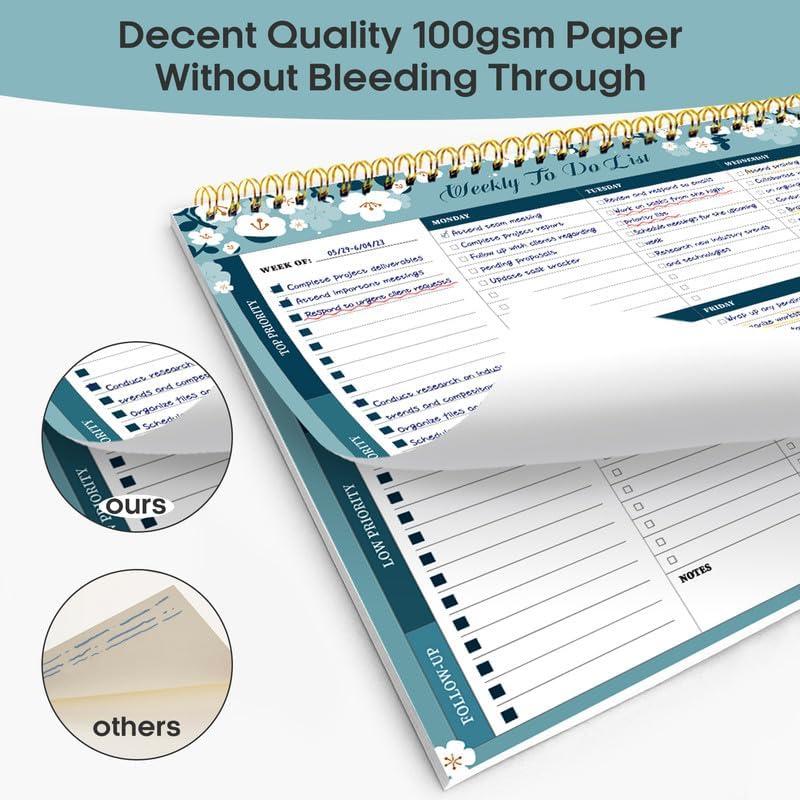image:imageTaja Weekly To Do List Notepad with 52 Undated Sheets8511 Weekly Desk Planner for Women amp Man Work and Home 1 Pack Violet DreamgBlue Breeze