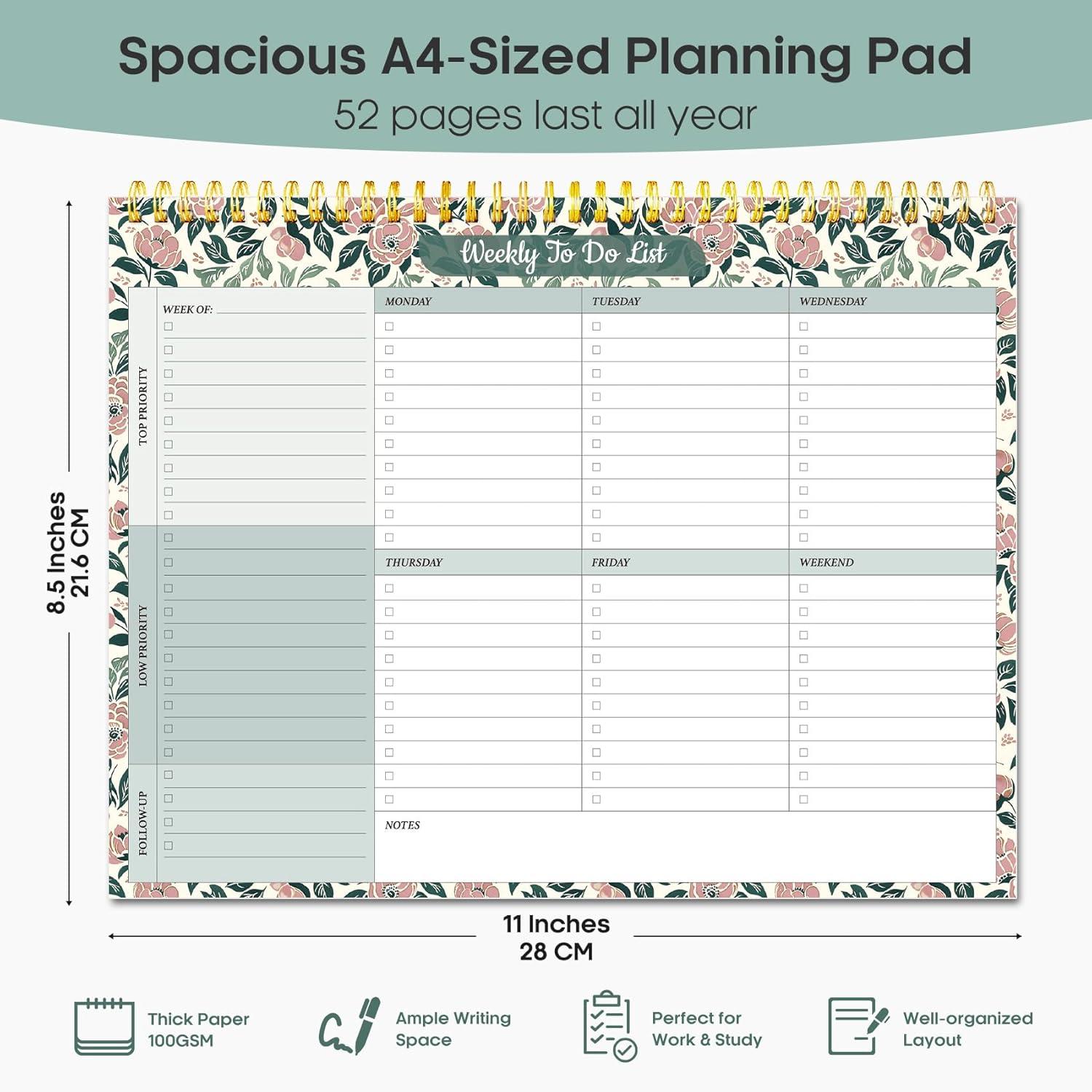image:imageTaja Weekly To Do List Notepad with 52 Undated Sheets8511 Weekly Desk Planner for Women amp Man Work and Home 1 Pack Violet DreamkRose Meadow