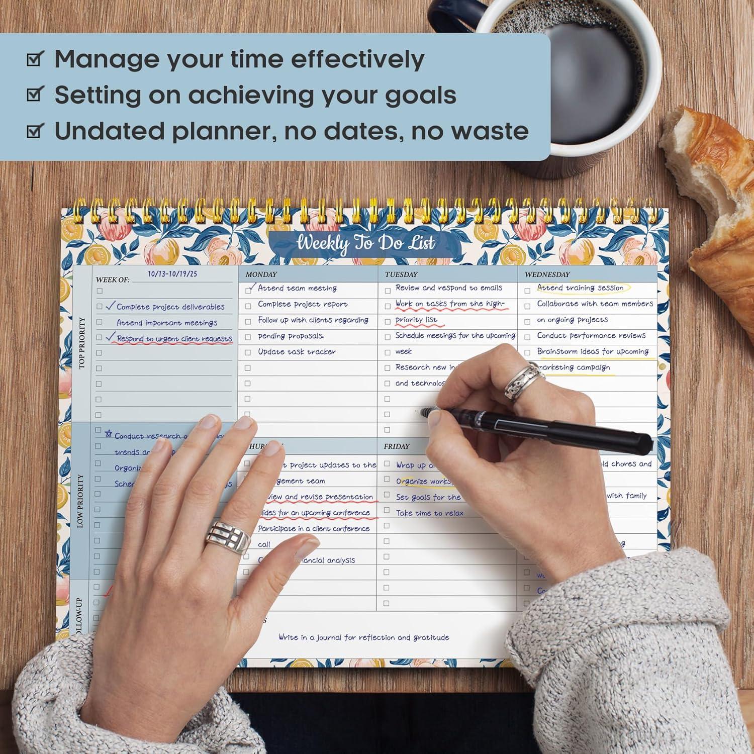 image:imageTaja Weekly To Do List Notepad with 52 Undated Sheets8511 Weekly Desk Planner for Women amp Man Work and Home 1 Pack Violet DreamlCitrus Grove