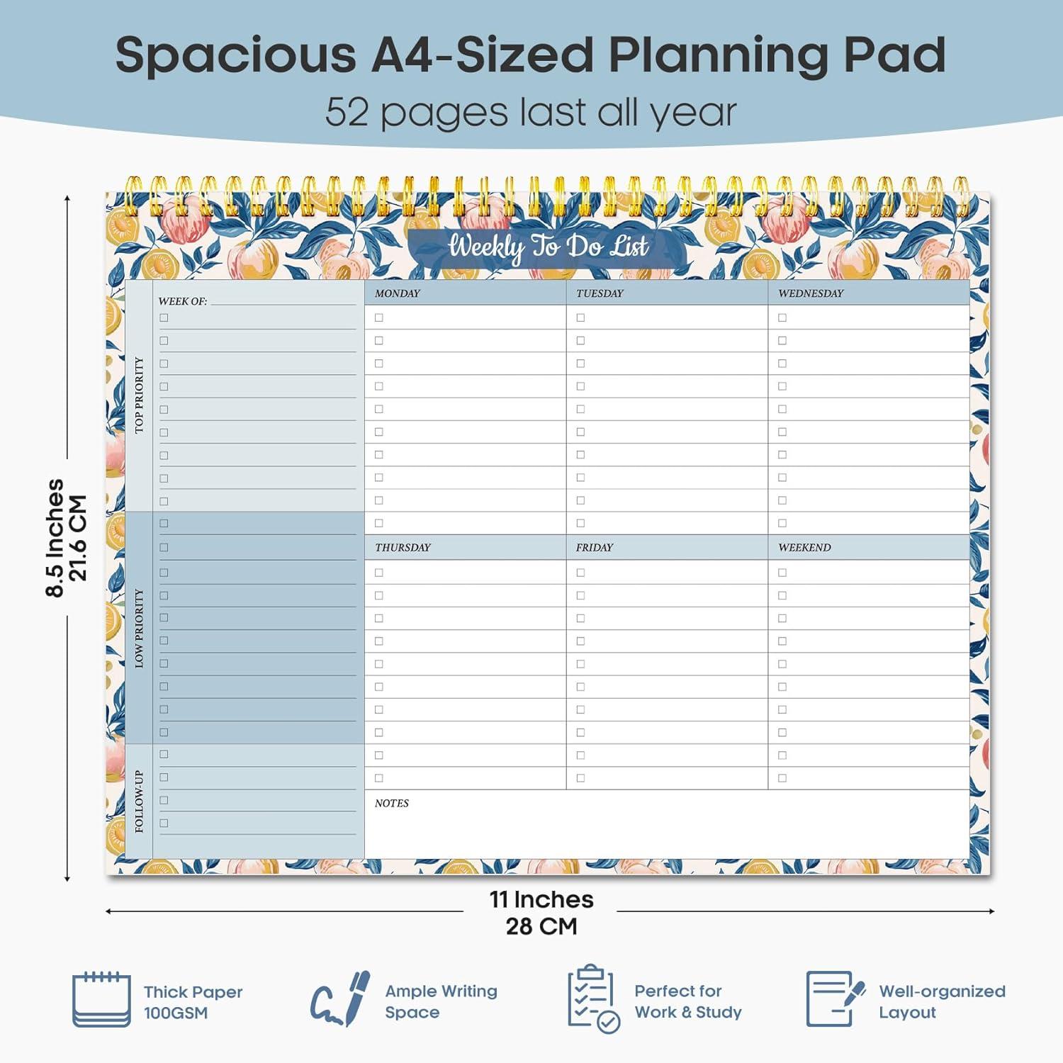 image:imageTaja Weekly To Do List Notepad with 52 Undated Sheets8511 Weekly Desk Planner for Women amp Man Work and Home 1 Pack Violet DreamlCitrus Grove