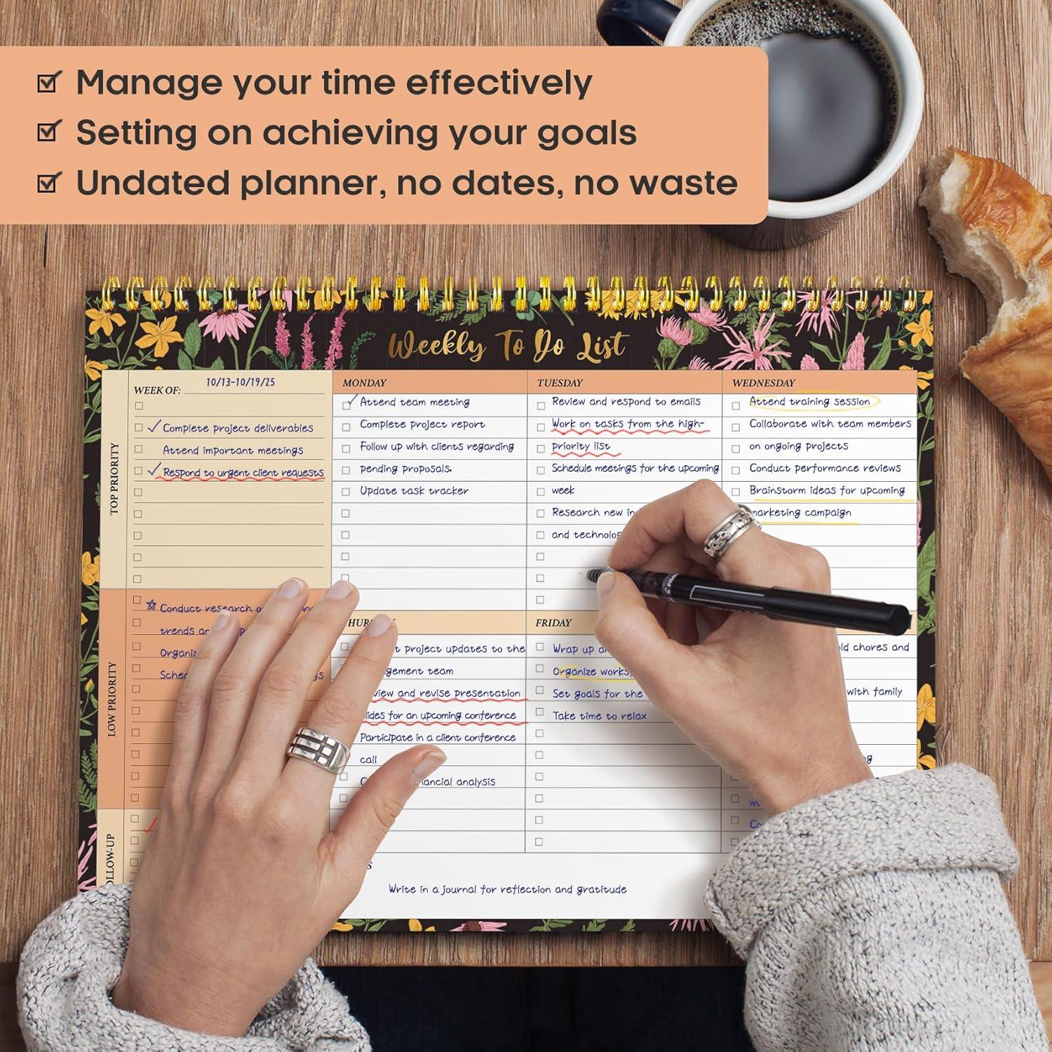 image:imageTaja Weekly To Do List Notepad with 52 Undated Sheets8511 Weekly Desk Planner for Women amp Man Work and Home 1 Pack Violet DreammAmber Garden