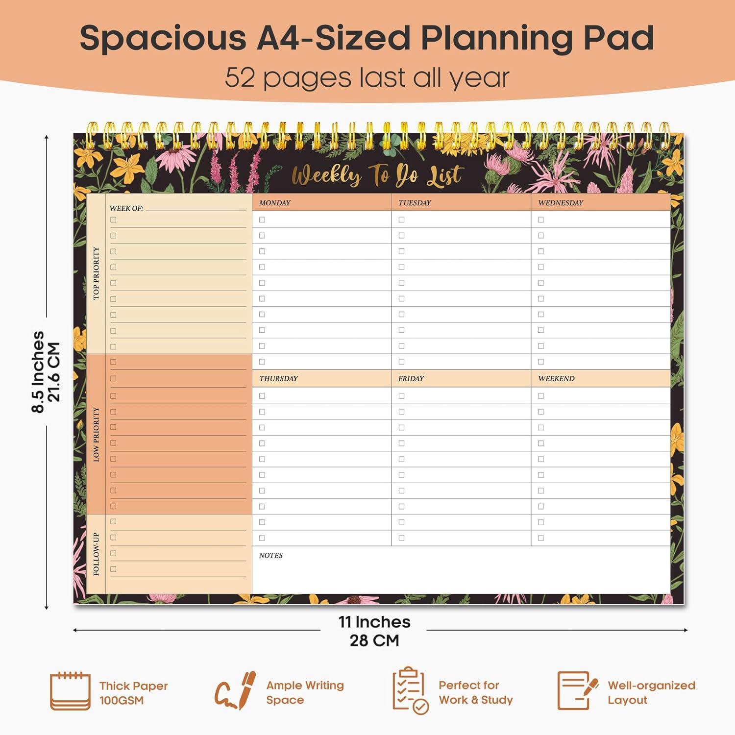 image:imageTaja Weekly To Do List Notepad with 52 Undated Sheets8511 Weekly Desk Planner for Women amp Man Work and Home 1 Pack Violet DreammAmber Garden