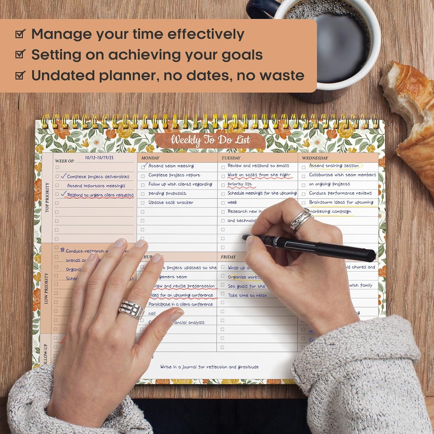 image:imageTaja Weekly To Do List Notepad with 52 Undated Sheets8511 Weekly Desk Planner for Women amp Man Work and Home 1 Pack Violet DreamqSunshine Field