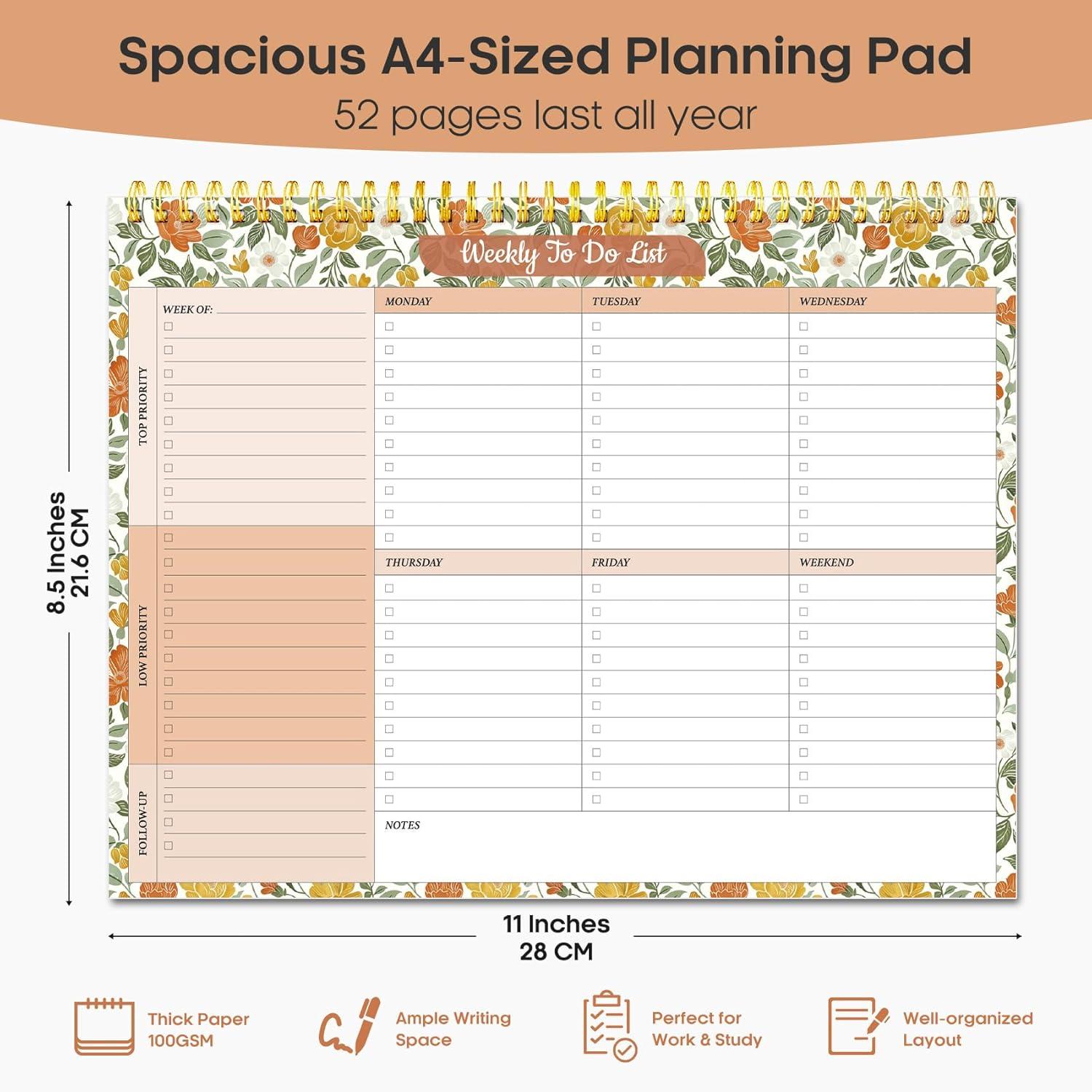 image:imageTaja Weekly To Do List Notepad with 52 Undated Sheets8511 Weekly Desk Planner for Women amp Man Work and Home 1 Pack Violet DreamqSunshine Field