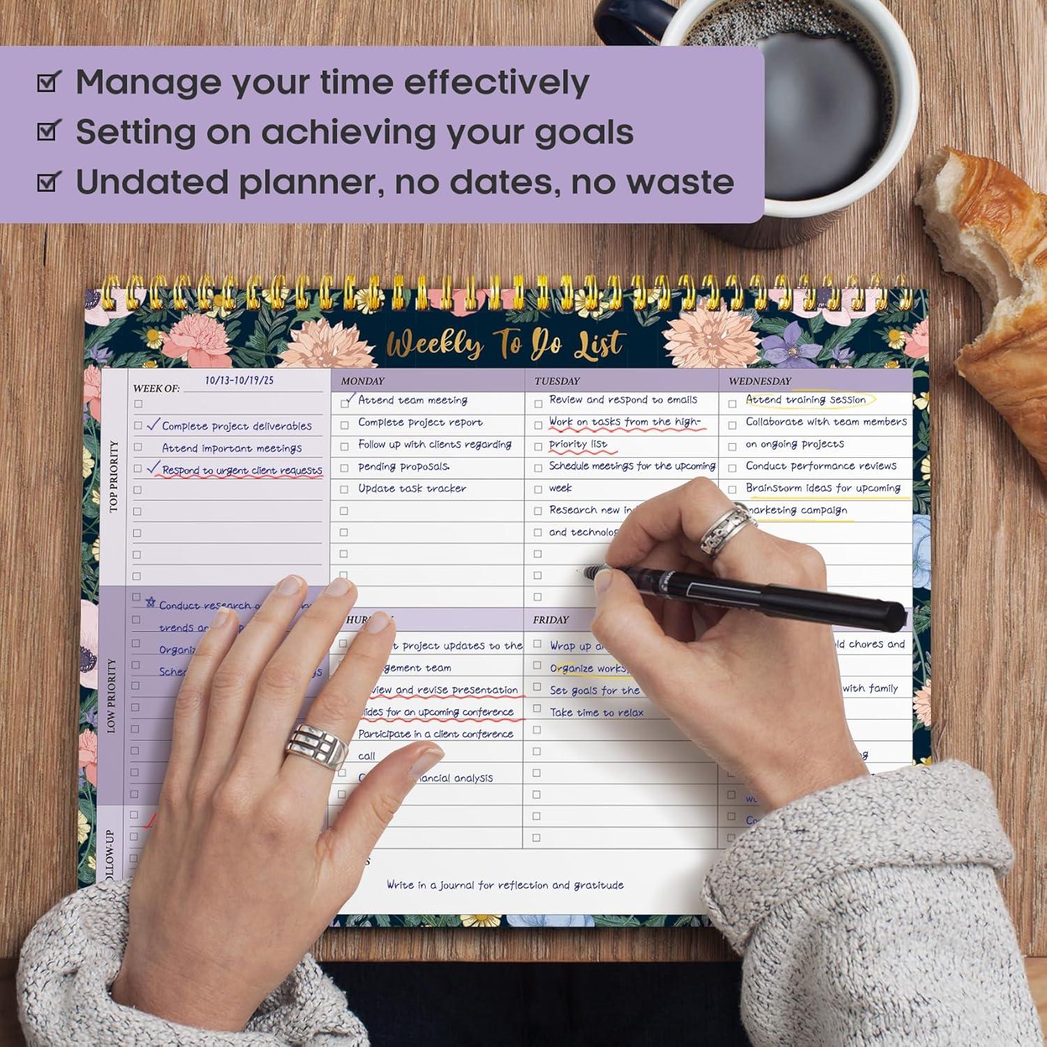 image:imageTaja Weekly To Do List Notepad with 52 Undated Sheets8511 Weekly Desk Planner for Women amp Man Work and Home 1 Pack Violet DreamtLavender Dream