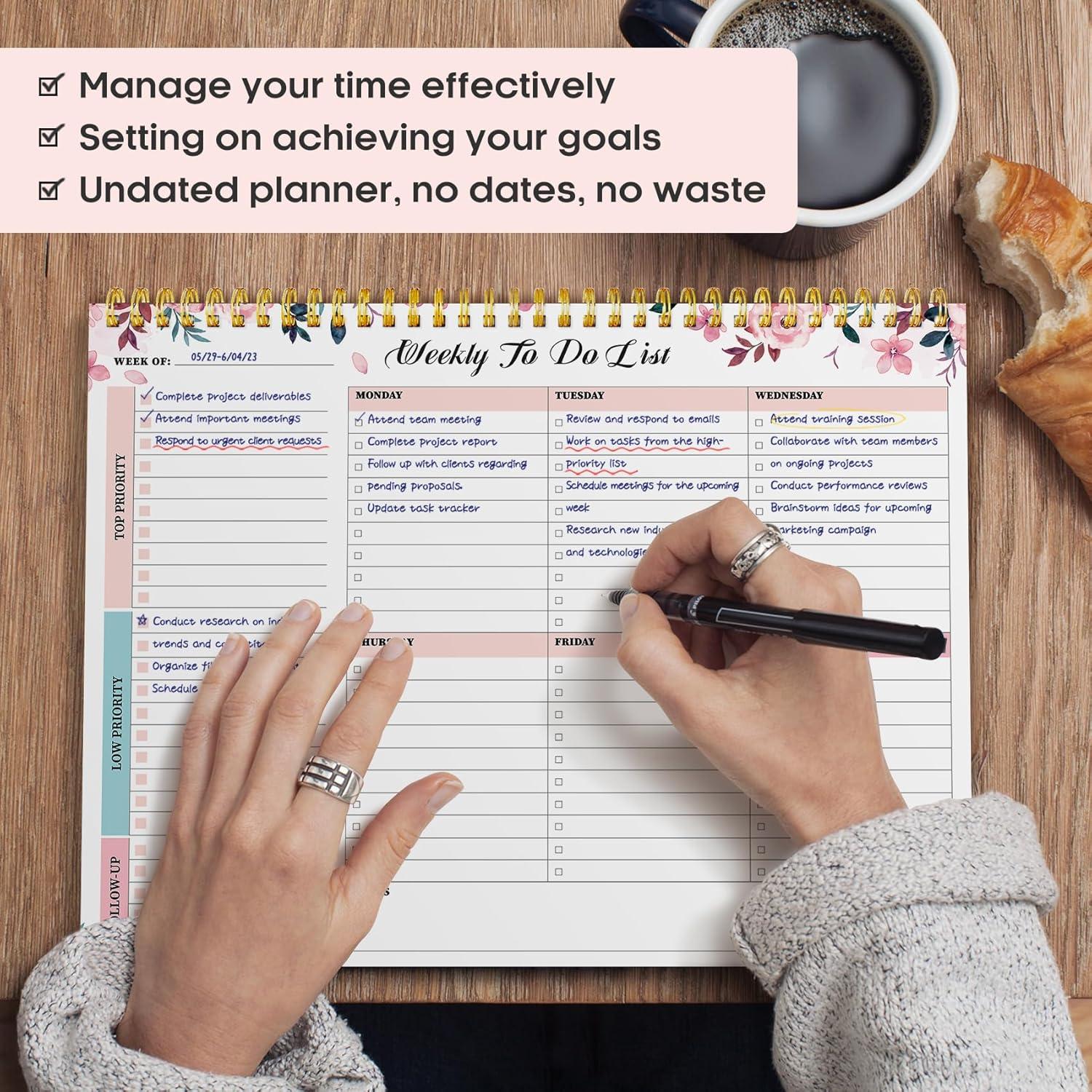 image:imageTaja Weekly To Do List Notepad with 52 Undated Sheets8511 Weekly Desk Planner for Women amp Man Work and Home 1 Pack Violet DreamzMulti