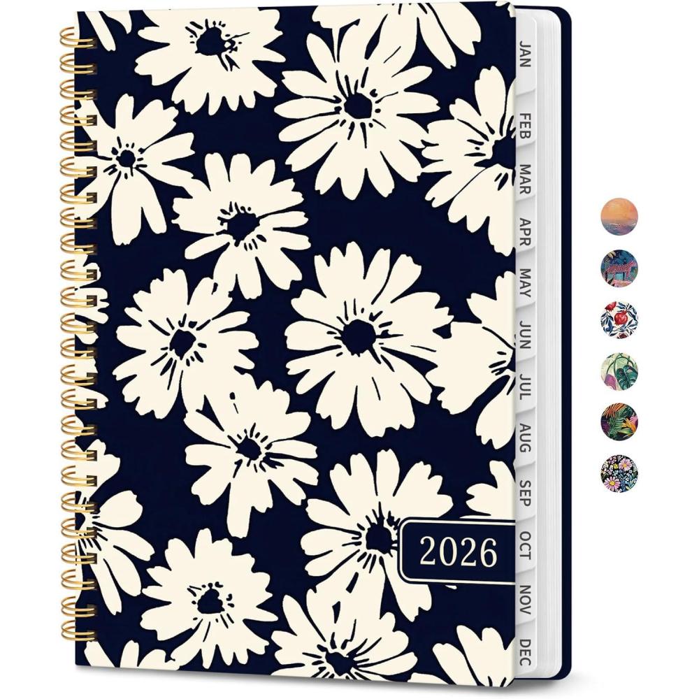 image:image2026 Planner Weekly and Monthly Calendar Planner for Women Jan 2026 Dec 2026 Hardcover Planning Agenda book with Tabs Spiral Bound Inner Pocket Perfect for School Office Supplies 63 x 85 ButterflyOSimple Daisy
