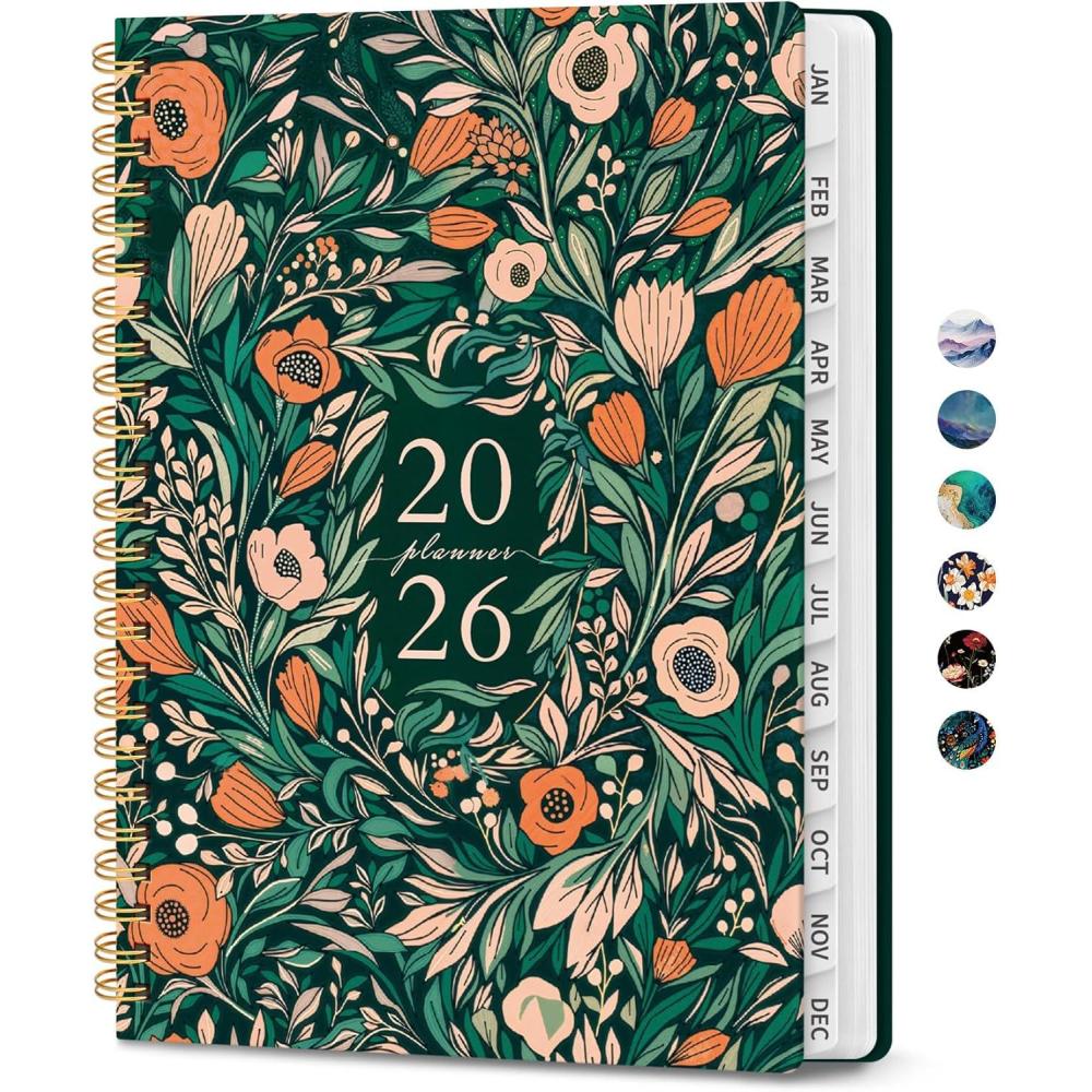image:image2026 Planner Weekly and Monthly Calendar Planner for Women Jan 2026 Dec 2026 Hardcover Planning Agenda book with Tabs Spiral Bound Inner Pocket Perfect for School Office Supplies 63 x 85 ButterflyCVerdant Bloom