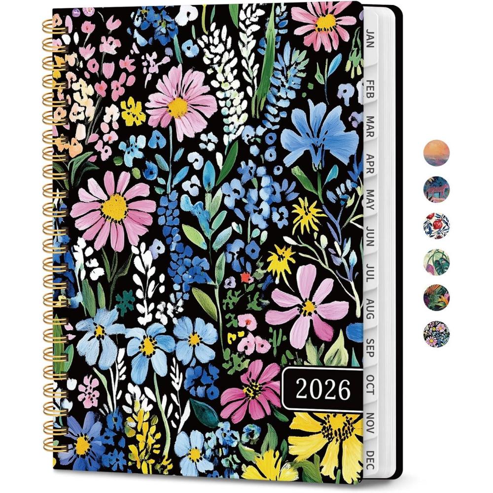 image:image2026 Planner Weekly and Monthly Calendar Planner for Women Jan 2026 Dec 2026 Hardcover Planning Agenda book with Tabs Spiral Bound Inner Pocket Perfect for School Office Supplies 63 x 85 ButterflyCPainted Garden
