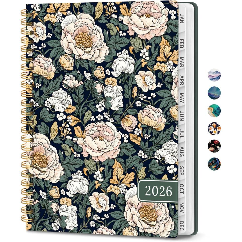 image:image2026 Planner Weekly and Monthly Calendar Planner for Women Jan 2026 Dec 2026 Hardcover Planning Agenda book with Tabs Spiral Bound Inner Pocket Perfect for School Office Supplies 63 x 85 ButterflyBDark Peony