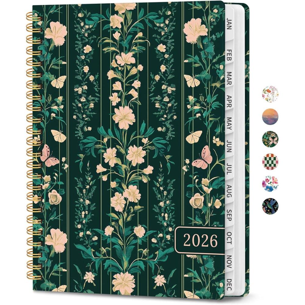 image:image2026 Planner Weekly and Monthly Calendar Planner for Women Jan 2026 Dec 2026 Hardcover Planning Agenda book with Tabs Spiral Bound Inner Pocket Perfect for School Office Supplies 63 x 85 ButterflyFBotanical Waltz