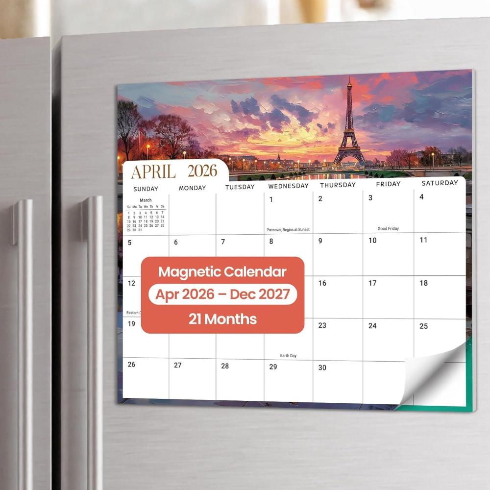 image:imageAesthetic 20252026 Magnetic Calendar for Refrigerator 21Month Fridge Calendar Magnet from October 2025 to June 2027 Greenery Design for Easy OrganizingdGlobal Attractions