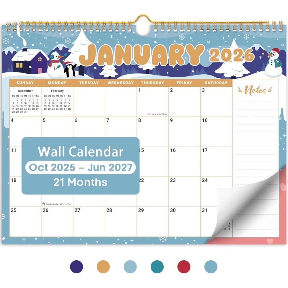 image:imageCalendar 20262027 21Month Wall Calendar Runs Until Jun 2027115 x 147Large Monthly Calendar with TwinWire Binding Perfect for Home or Office Midnight GardenEWatercolor Festival