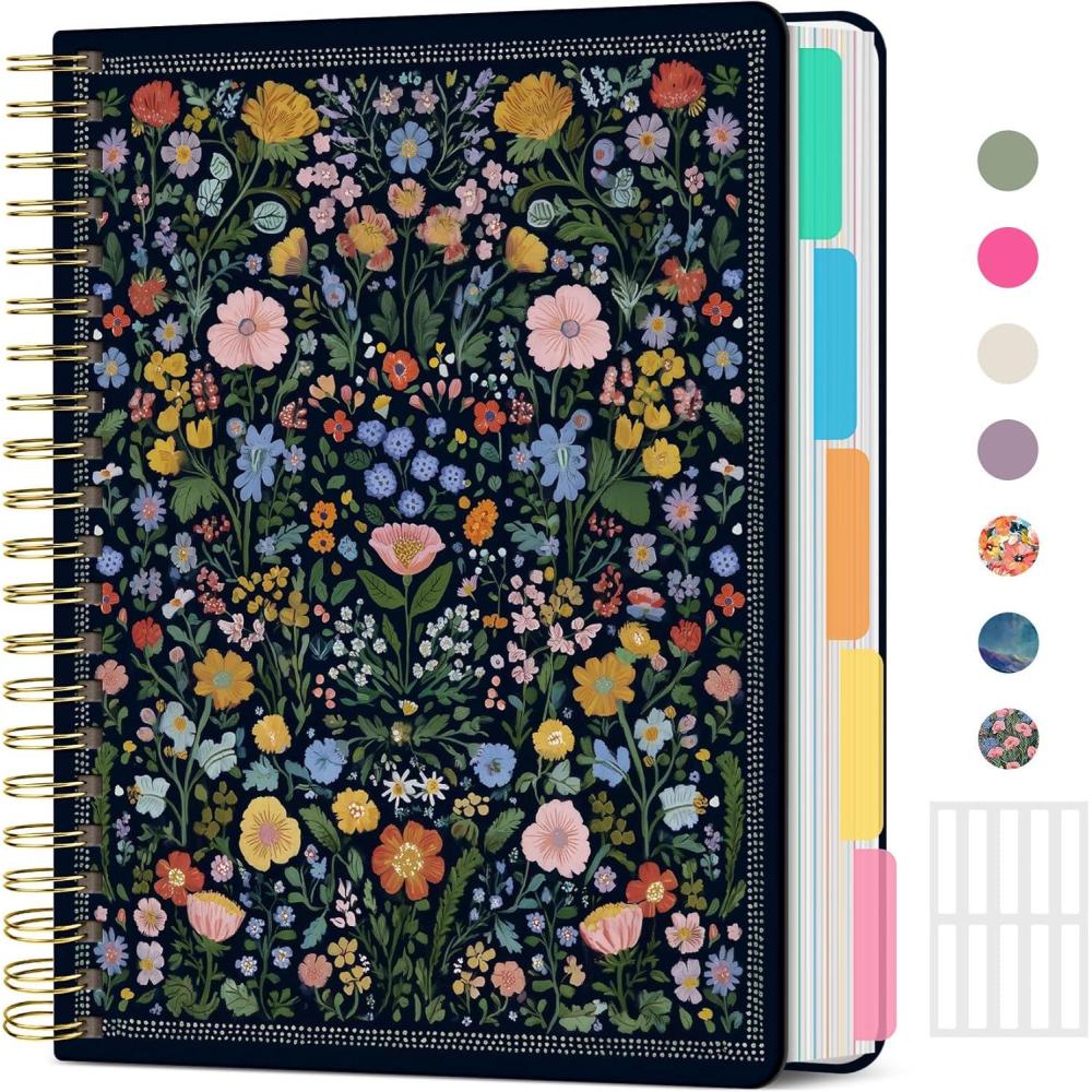 image:imageLarge Lined Spiral Journal for Women Cute Hardcover 5 Subject Notebook for Work 85 x 11 with Removable Dividers amp Tabs College Ruled 280 Pages Aesthetic Journal for Work School amp Note Taking Garden of WhimsyB Garden of Whimsy