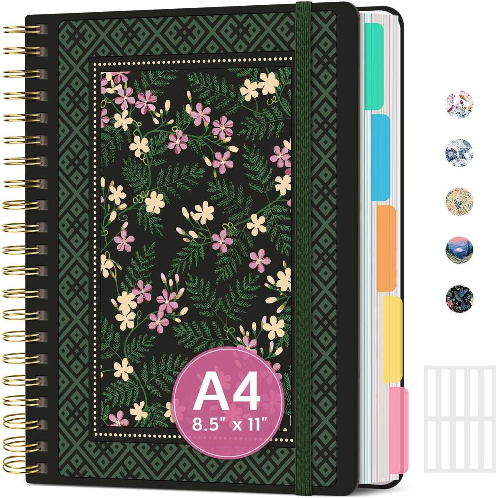 image:imageLarge Lined Spiral Journal for Women Cute Hardcover 5 Subject Notebook for Work 85 x 11 with Removable Dividers amp Tabs College Ruled 280 Pages Aesthetic Journal for Work School amp Note Taking Garden of WhimsyT Forest Lace