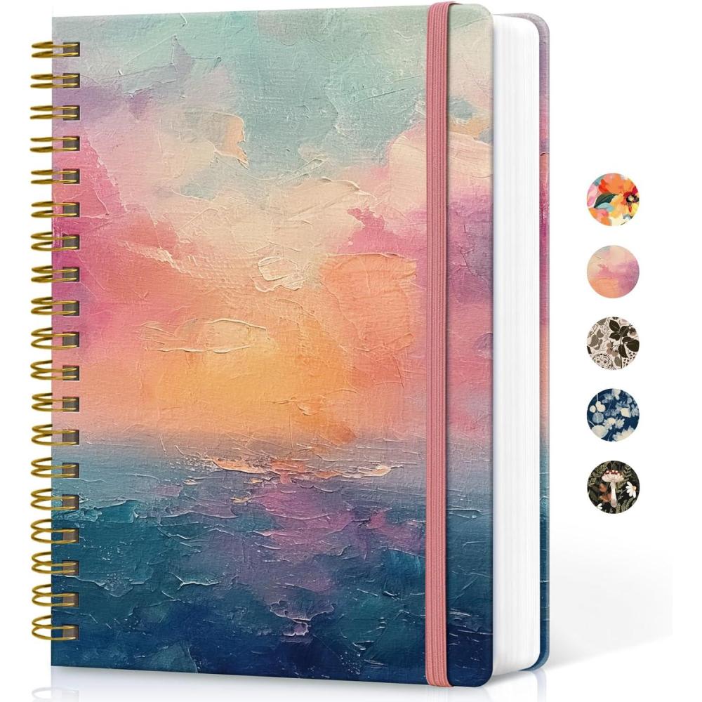 image:imageLined Spiral Notebook Journal for Work 300 Pages Thick B5 71x10 College Ruled Journal for Women amp Writing Hardcover Notebook for Note Taking Perfect for Office Home School Midnight BloomGSunset
