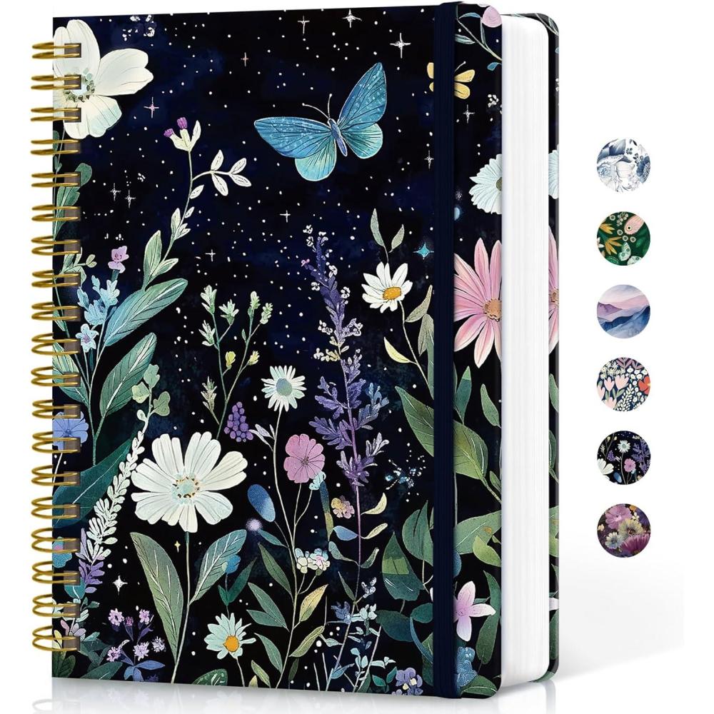 image:imageLined Spiral Notebook Journal for Work 300 Pages Thick B5 71x10 College Ruled Journal for Women amp Writing Hardcover Notebook for Note Taking Perfect for Office Home School Midnight BloomMCelestial Garden