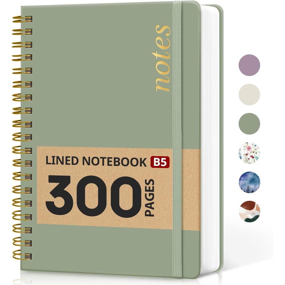 image:imageLined Spiral Notebook Journal for Work 300 Pages Thick B5 71x10 College Ruled Journal for Women amp Writing Hardcover Notebook for Note Taking Perfect for Office Home School Midnight BloomBGreen
