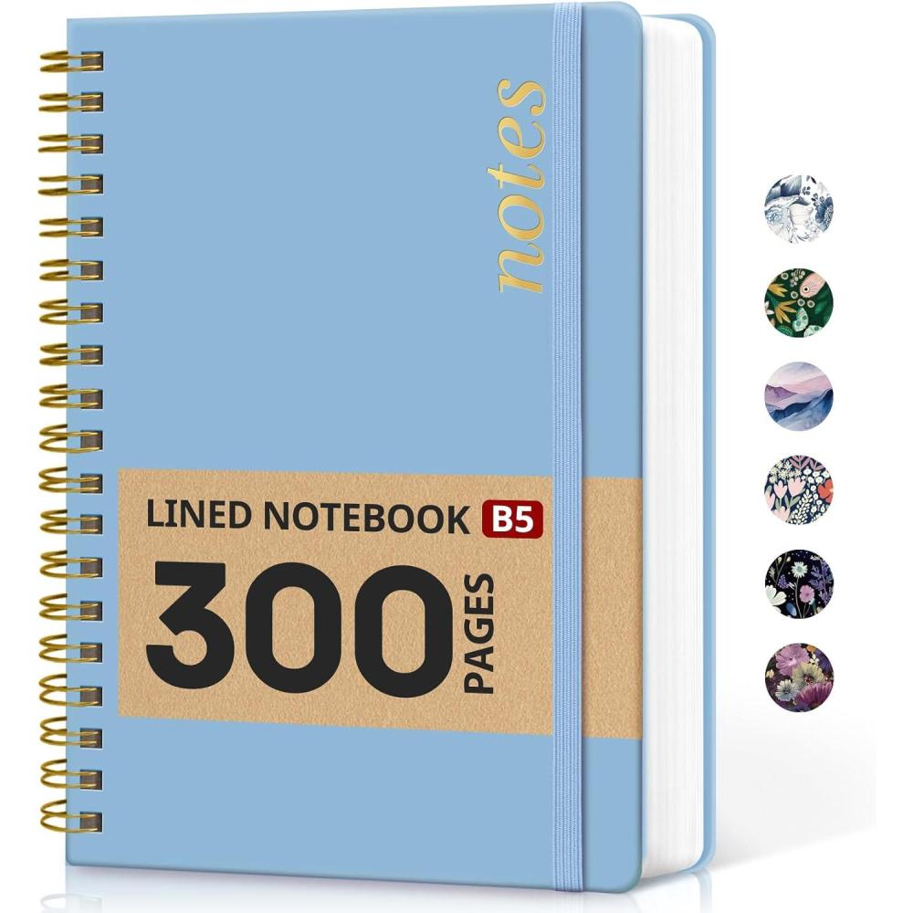 image:imageLined Spiral Notebook Journal for Work 300 Pages Thick B5 71x10 College Ruled Journal for Women amp Writing Hardcover Notebook for Note Taking Perfect for Office Home School Midnight BloomJLinedBlue