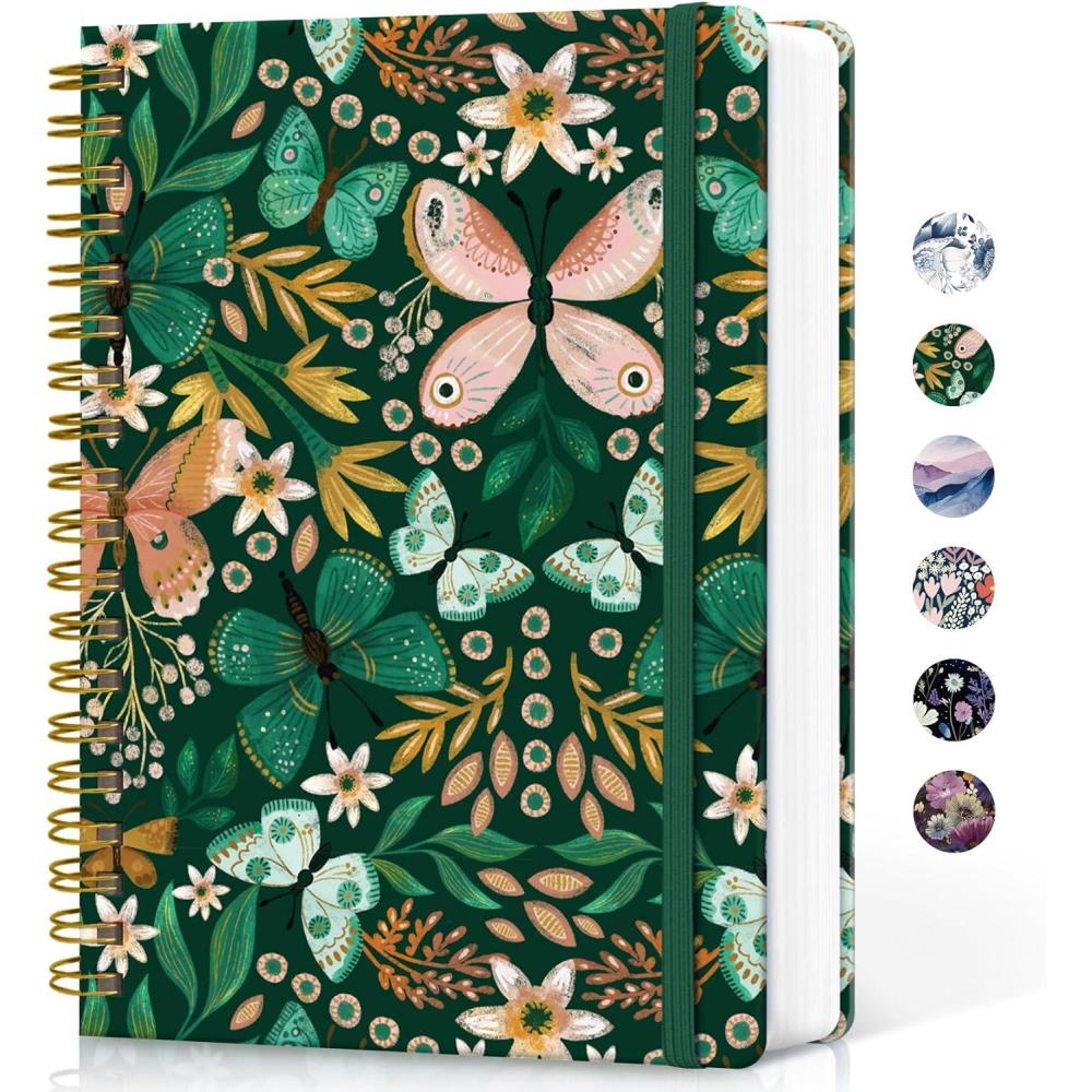image:imageLined Spiral Notebook Journal for Work 300 Pages Thick B5 71x10 College Ruled Journal for Women amp Writing Hardcover Notebook for Note Taking Perfect for Office Home School Midnight BloomQButterfly
