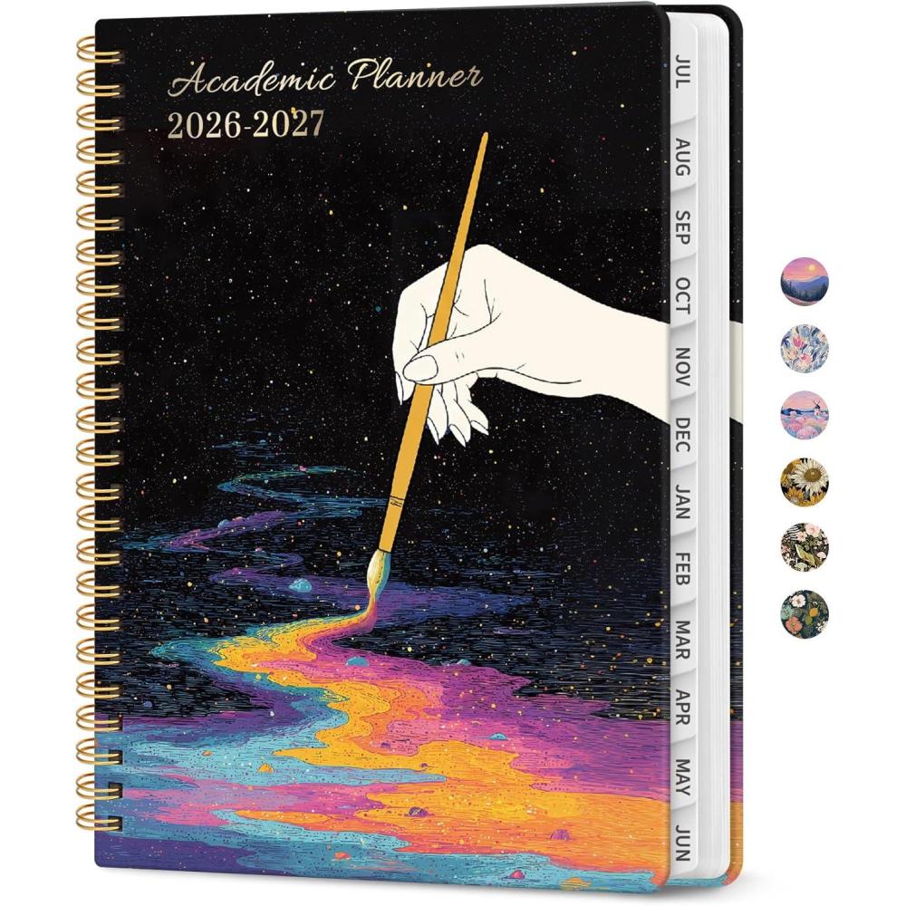 image:imagePlanner 20262027 Academic Monthly Weekly Spiral Calendar July 2026 June 2027 Hardcover Agenda Notebook with Tabs 85 x 11 Perfect for Students Teachers School amp Daily Planning Twilight BloomVColor Drift