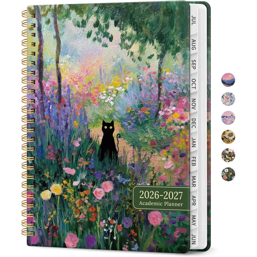 image:imagePlanner 20262027 Academic Monthly Weekly Spiral Calendar July 2026 June 2027 Hardcover Agenda Notebook with Tabs 85 x 11 Perfect for Students Teachers School amp Daily Planning Twilight BloomLMidnight Garden