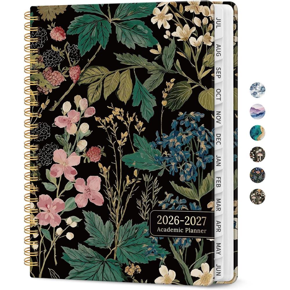 image:imagePlanner 20262027 Academic Monthly and Weekly Calendar Planner for Women July 2026 June 2027 Hardcover Pretty Agenda Planner Book with Tabs Spiral Daily Organizer for School Office Home Supplies 63 x 85 Blue FloralJForest Botanica