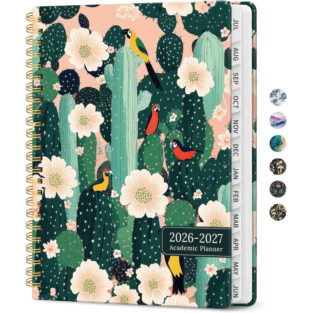 image:imagePlanner 20262027 Academic Monthly and Weekly Calendar Planner for Women July 2026 June 2027 Hardcover Pretty Agenda Planner Book with Tabs Spiral Daily Organizer for School Office Home Supplies 63 x 85 Blue FloralUDesert Garden