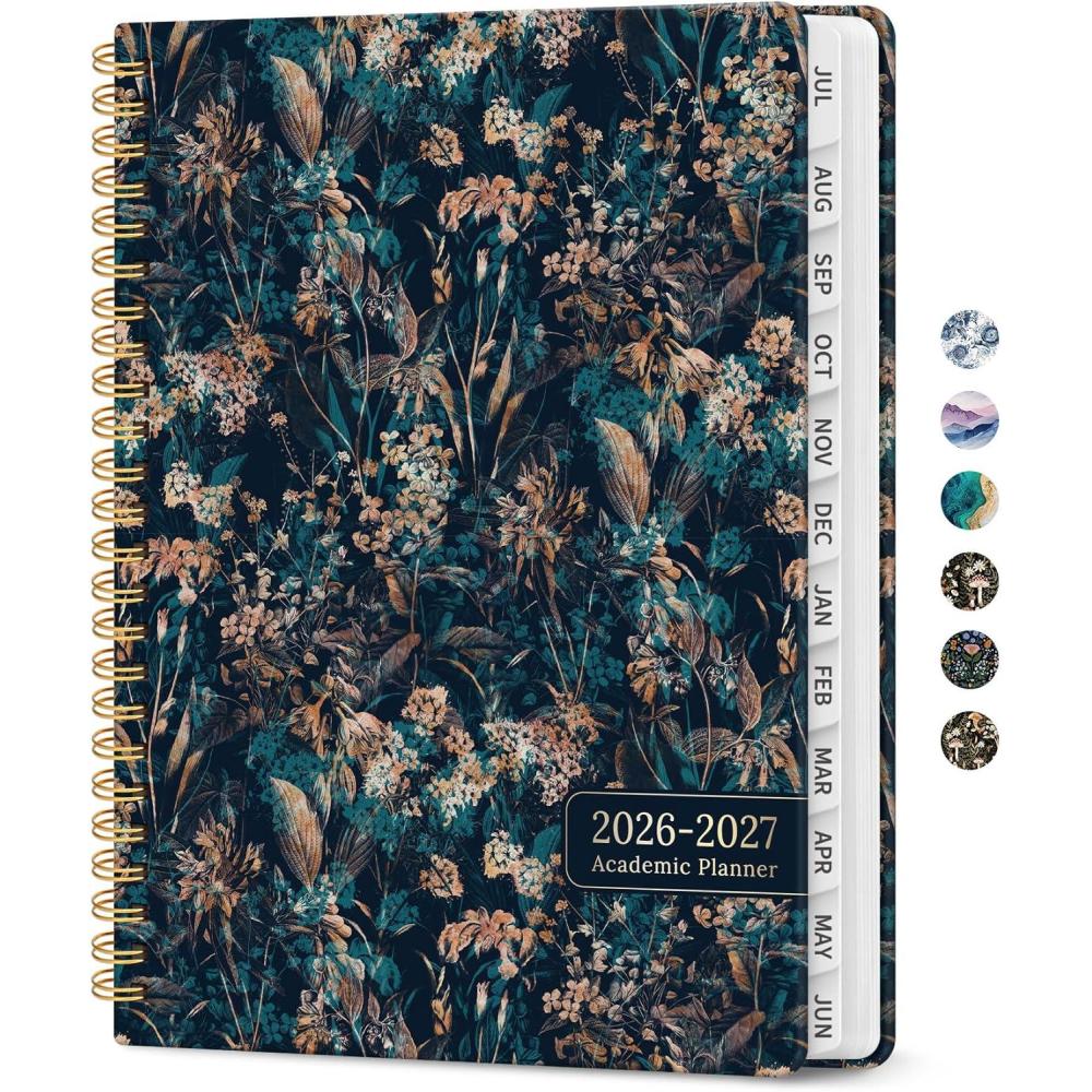 image:imagePlanner 20262027 Academic Monthly and Weekly Calendar Planner for Women July 2026 June 2027 Hardcover Pretty Agenda Planner Book with Tabs Spiral Daily Organizer for School Office Home Supplies 63 x 85 Blue FloralPRoyal Flowers