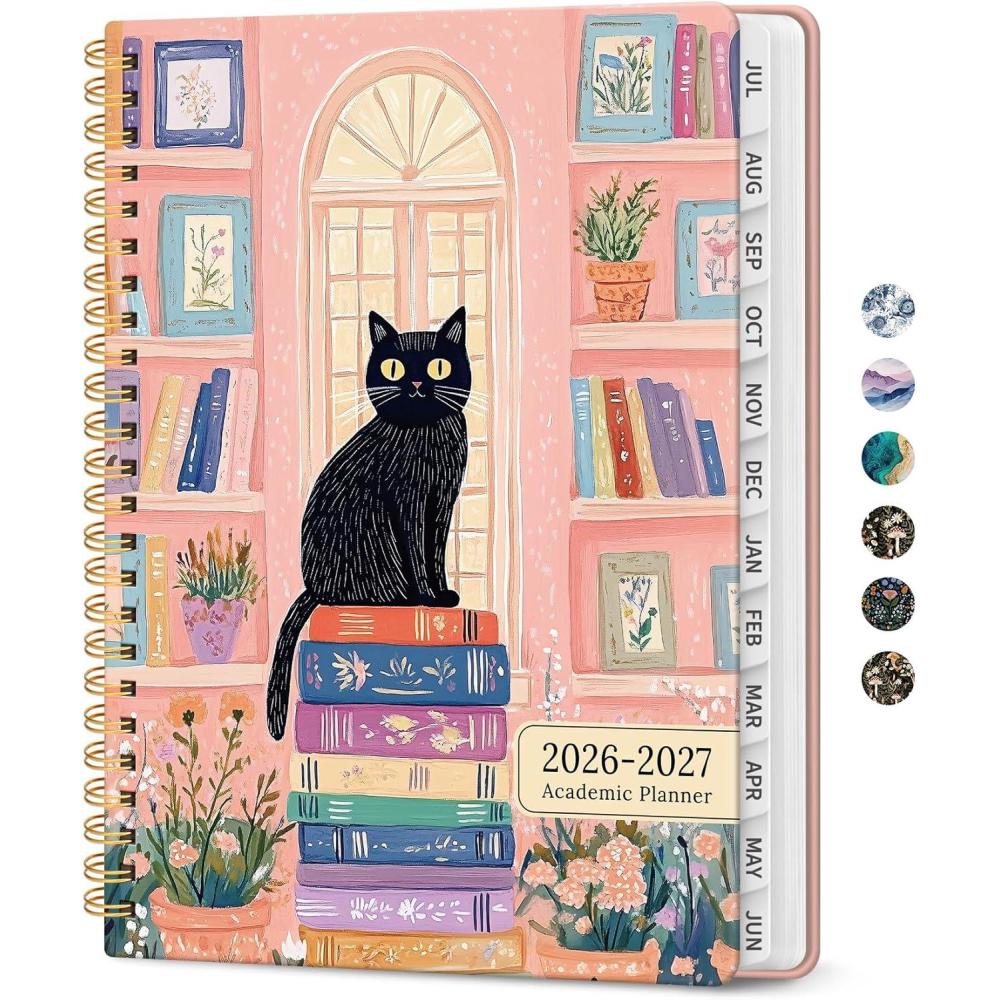 image:imagePlanner 20262027 Academic Monthly and Weekly Calendar Planner for Women July 2026 June 2027 Hardcover Pretty Agenda Planner Book with Tabs Spiral Daily Organizer for School Office Home Supplies 63 x 85 Blue FloralLBookish Kitty