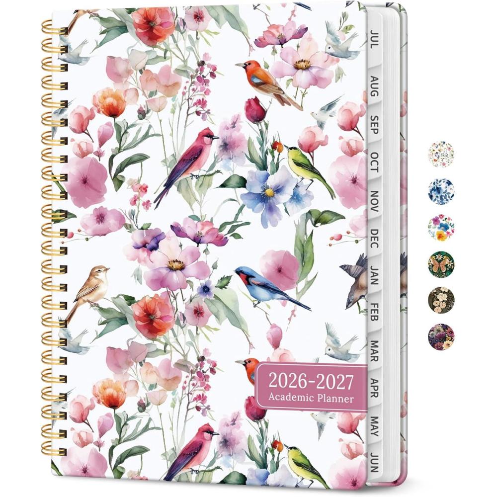 image:imagePlanner 20262027 Academic Year Monthly and Weekly Calendar Planner Jul 2026 Jun 2027 Hardcover Teacher Student Planning Agenda book with Tabs Perfect for School Office Supplies 63 x 85 Wild RoseLSongbird Bloom