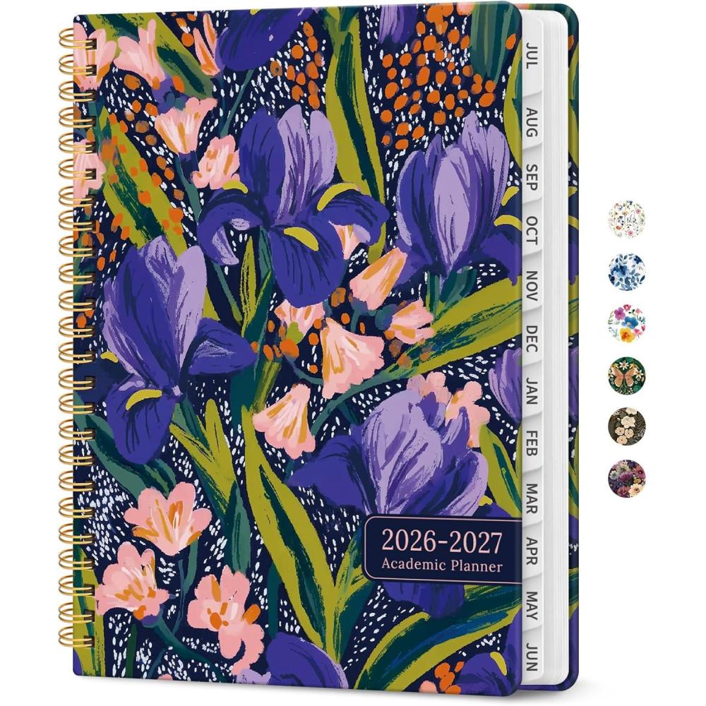 image:imagePlanner 20262027 Academic Year Monthly and Weekly Calendar Planner Jul 2026 Jun 2027 Hardcover Teacher Student Planning Agenda book with Tabs Perfect for School Office Supplies 63 x 85 Wild RoseVPetal Rhythm