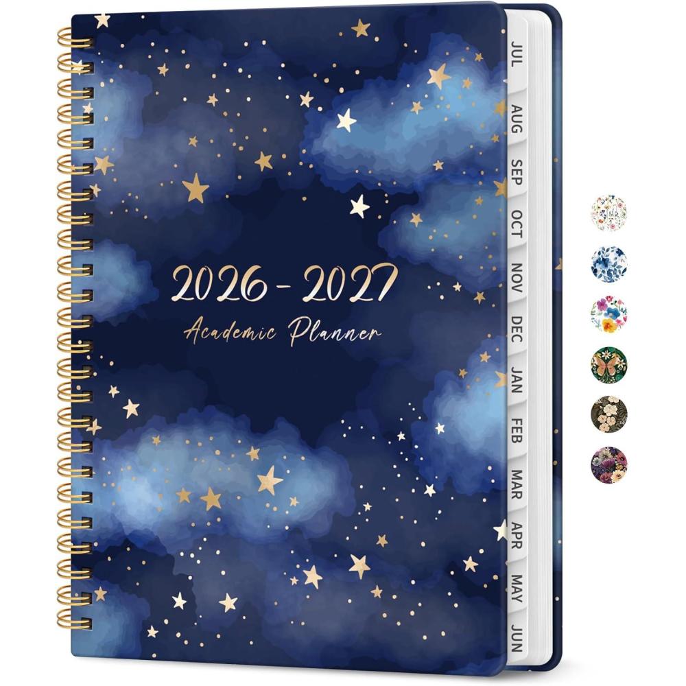 image:imagePlanner 20262027 Academic Year Monthly and Weekly Calendar Planner Jul 2026 Jun 2027 Hardcover Teacher Student Planning Agenda book with Tabs Perfect for School Office Supplies 63 x 85 Wild RoseJStarry Night