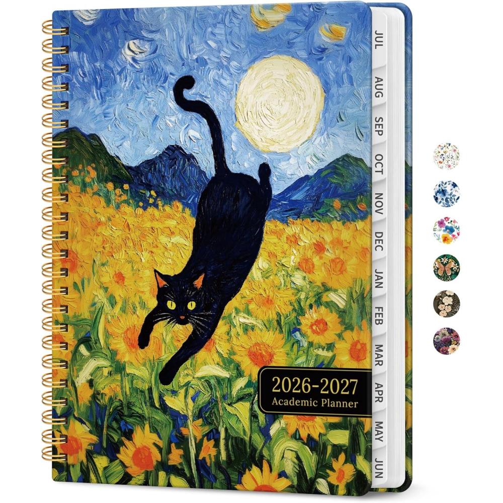 image:imagePlanner 20262027 Academic Year Monthly and Weekly Calendar Planner Jul 2026 Jun 2027 Hardcover Teacher Student Planning Agenda book with Tabs Perfect for School Office Supplies 63 x 85 Wild RoseZMidnight Stroll