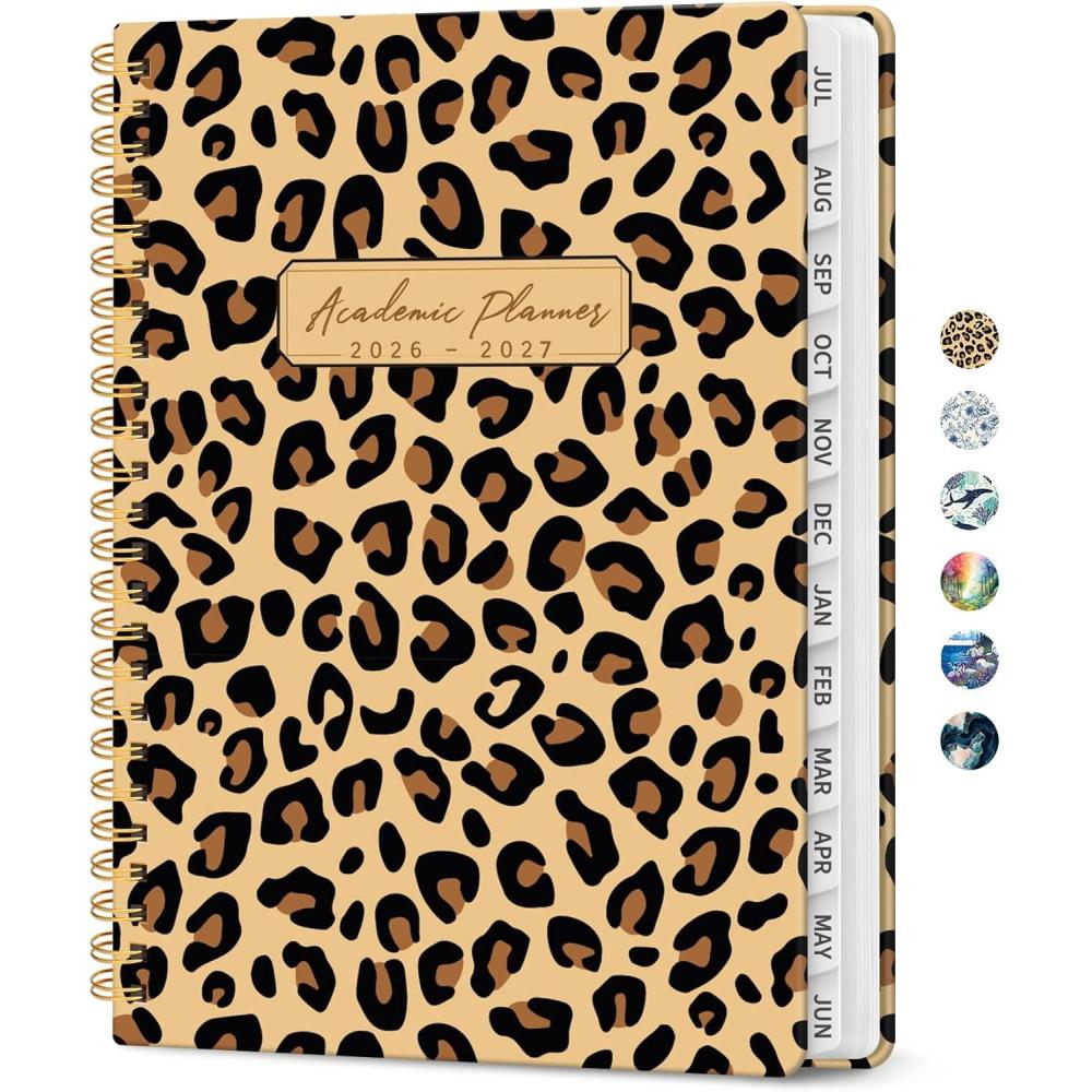 image:imagePlanner 20262027 Academic Year Monthly and Weekly Calendar Planner Jul 2026 Jun 2027 Hardcover Teacher Student Planning Agenda book with Tabs Perfect for School Office Supplies 63 x 85 Wild RoseBLeopard
