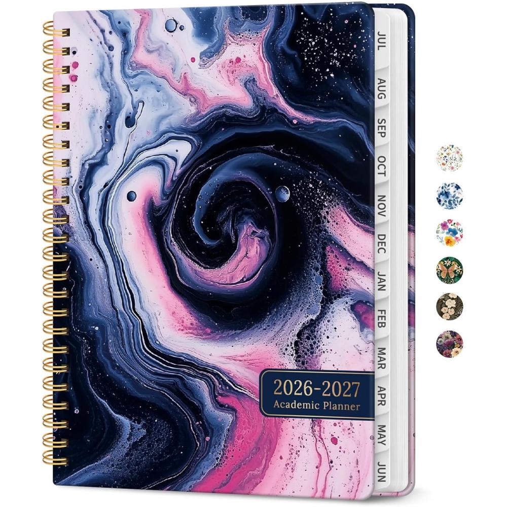 image:imagePlanner 20262027 Academic Year Monthly and Weekly Calendar Planner Jul 2026 Jun 2027 Hardcover Teacher Student Planning Agenda book with Tabs Perfect for School Office Supplies 63 x 85 Wild RoseXPink Vortex
