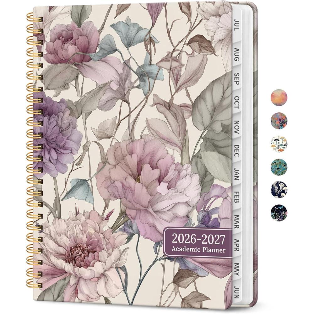 image:imagePlanner 20262027 Academic Year Weekly and Monthly Calender Planner from Jul 2026 Jun 2027 Spiral Bound School Planning Book Perfect for Teacher Student Women amp Men A5 63 x 85 HerbsNSoft Peony