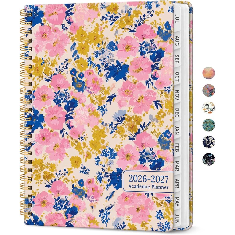 image:imagePlanner 20262027 Academic Year Weekly and Monthly Calender Planner from Jul 2026 Jun 2027 Spiral Bound School Planning Book Perfect for Teacher Student Women amp Men A5 63 x 85 HerbsWPink Garden